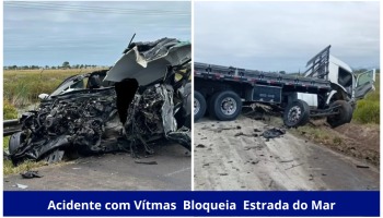 Colisão entre Caminhão e Caminhonete Deixa 2 Mortos e 1 Gravemente Ferido na Estrada do Mar